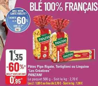 G20 PANZANI Pâtes Pipe Rigate, Tortiglioni ou Linguine "Les Créatives" offre