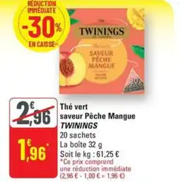 G20 TWININGS Thé vert saveur Pêche Mangue offre