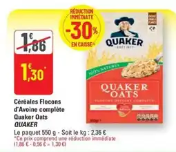 G20 QUAKER Céréales Flocons d'Avoine complète Quaker Oats offre