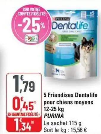 G20 PURINA 5 Friandises Dentalife pour chiens moyens offre