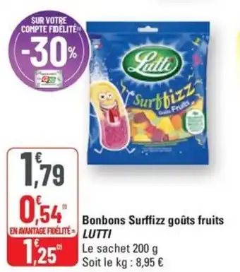 G20 LUTTI Bonbons Surffizz goûts fruits offre