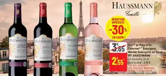 G20 BY HAUSSMANN Vin de Pays d'Oc Cabernet Sauvignon, Merlot, Sauvignon ou Syrah offre