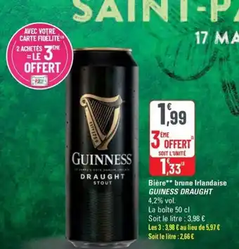 G20 GUINESS DRAUGHT Bière brune Irlandaise offre