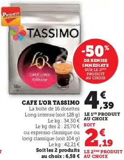 Hyper U Cafe l'or tassimo offre