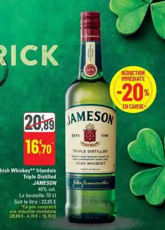 G20 JAMESON Irish Whiskey Irlandais Triple Distilled offre