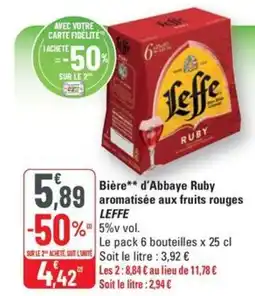 G20 LEFFE Bière d'Abbaye Ruby aromatisée aux fruits rouges offre