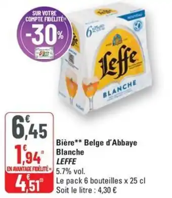 G20 LEFFE Bière Belge d'Abbaye Blanche offre