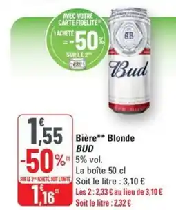 G20 BUD Bière Blonde offre