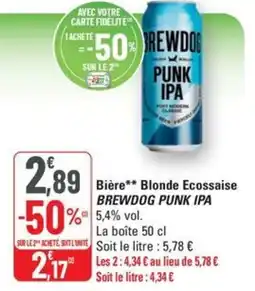 G20 BREWDOG PUNK IPA Bière Blonde Ecossaise offre