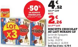 Hyper U Biscuits chocolat au lait mikado lu offre