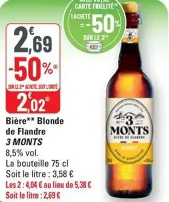 G20 3 MONTS Bière Blonde de Flandre offre