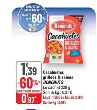 G20 BENENUTS Cacahuètes grillées & salées offre