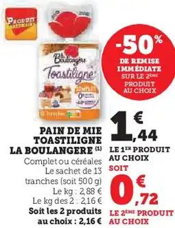 Hyper U Pain de mie toastiligne la boulangere offre