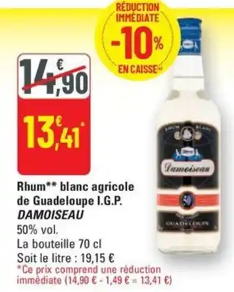 G20 DAMOISEAU Rhum blanc agricole de Guadeloupe I.G.P. offre