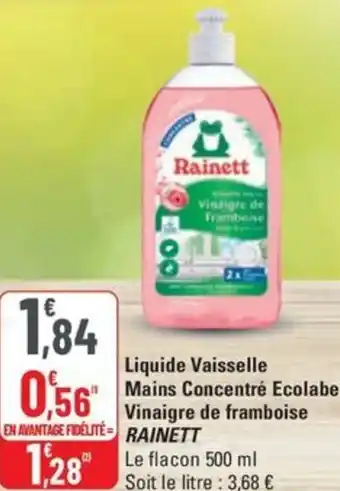 G20 RAINETT Liquide Vaisselle  Mains Concentré Ecolabel Vinaigre de framboise offre