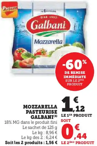 Hyper U Mozzarella pasteurise galbani offre