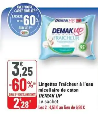 G20 DEMAKUP Lingettes Fraicheur à l'eau micellaire de coton offre