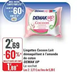 G20 DEMAKUP Lingettes Cocoon Lait démaquillant à l'amande de coton offre