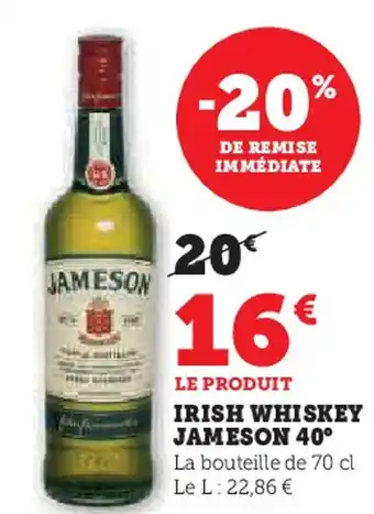 Hyper U Irish whiskey jameson 40° offre