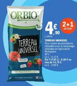 E.Leclerc Jardi ORBIO Terreau universel offre