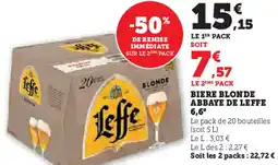 Hyper U Biere blonde abbaye de leffe 6,6° offre