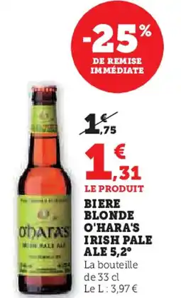 Hyper U Biere blonde o'hara's irish pale ale 5,2° offre