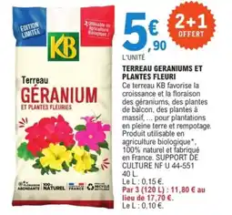 E.Leclerc Jardi KB Terreau geraniums et plantes fleuri offre