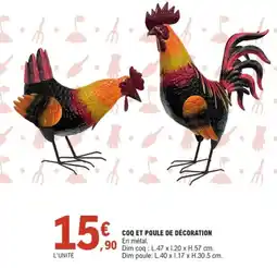 E.Leclerc Jardi Coq et poule de décoration offre