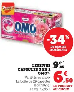 Hyper U Lessives capsules 3 en 1 omo offre