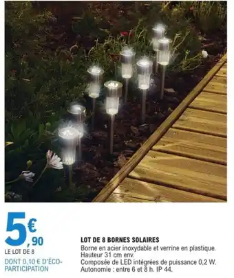 E.Leclerc Jardi Lot de 8 bornes solaires offre