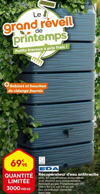 Weldom EDA Récupérateur d'eau anthracite offre