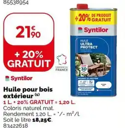 Weldom SYNTILOR Huile pour bois extérieur offre