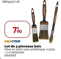 Weldom DEXTER Lot de 3 pinceaux bois offre