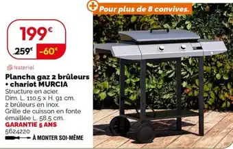 Weldom Plancha gaz 2 brûleurs + chariot murcia offre