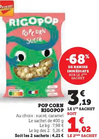 Hyper U Pop corn rigopop offre