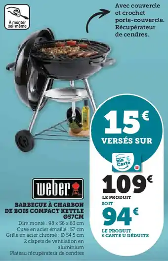 Hyper U Barbecue à charbon de bois compact kettle offre