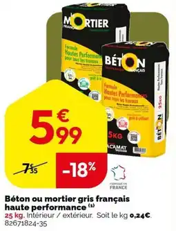 Weldom Béton ou mortier gris français haute performance offre