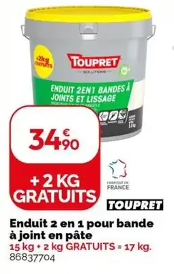 Weldom TOUPRET Enduit 2 en 1 pour bande à joint en pâte offre