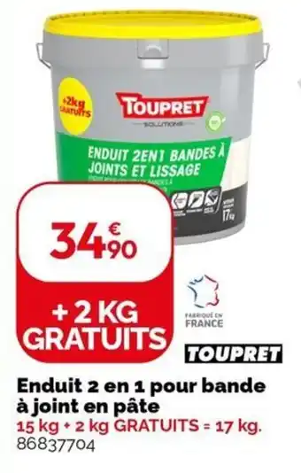 Weldom TOUPRET Enduit 2 en 1 pour bande à joint en pâte offre