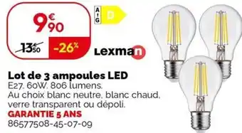 Weldom Lot de 3 ampoules LED offre