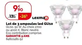 Weldom LEXMAN Lot de 3 ampoules led gu10 offre