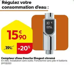 Weldom Compteur d'eau Douche Ekogest chromé offre