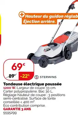 Weldom STERWINS Tondeuse électrique poussée offre