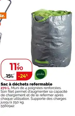 Weldom GEOLIA Sac à déchets refermable offre