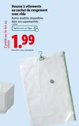 Lidl Housse à vêtements ou sachet de rangement sous vide offre