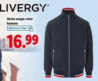 Lidl LIVERGY Veste coupe-vent homme offre