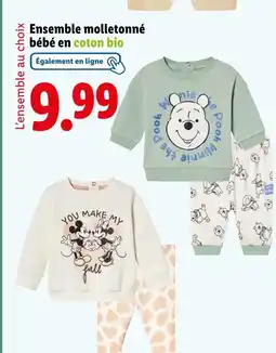 Lidl Disney baby Ensemble molletonné bébé en coton bio offre