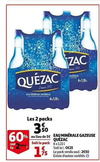 Auchan Eau Minérale Gazeuse Quézac offre