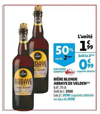 Auchan Bière Blonde Abbaye De Velden offre