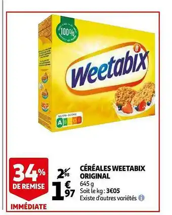 Auchan Céréales Weetabi Original offre